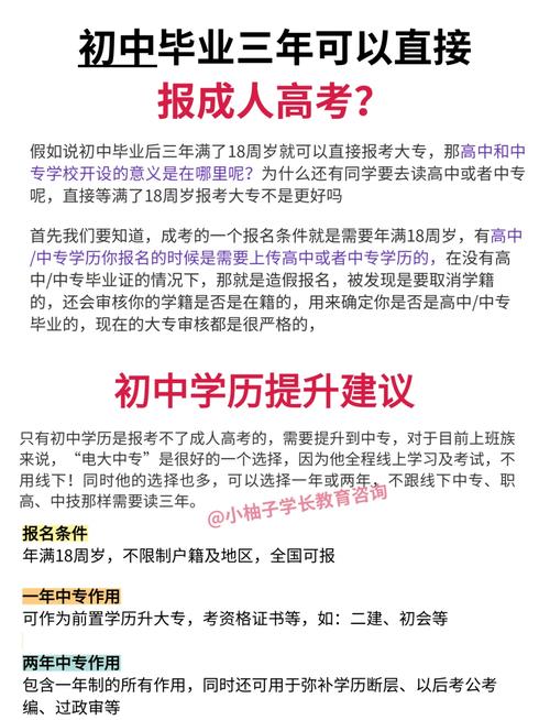 初中毕业生能直接参加成人高考吗？-图1