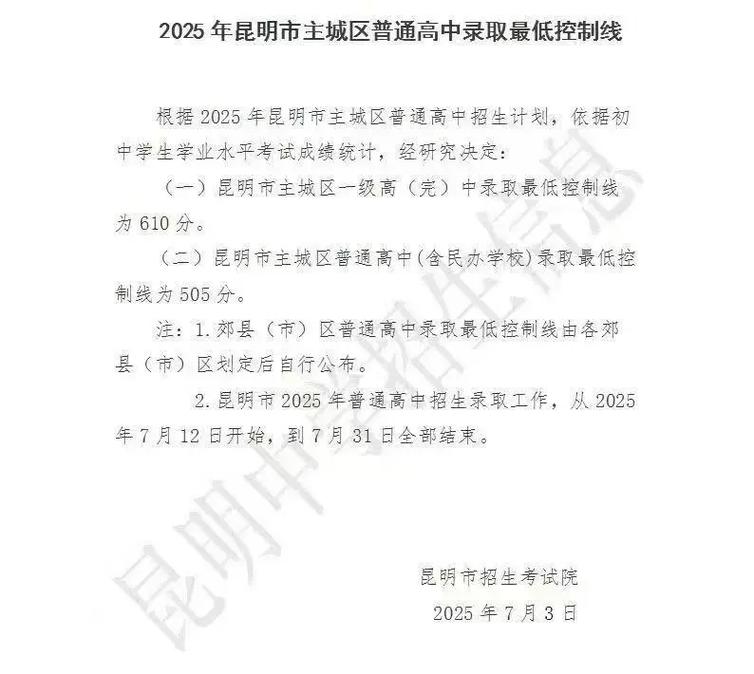 安宁2025高中录取线何时公布?-图2 安宁2025高中录取线何时公布?-图2