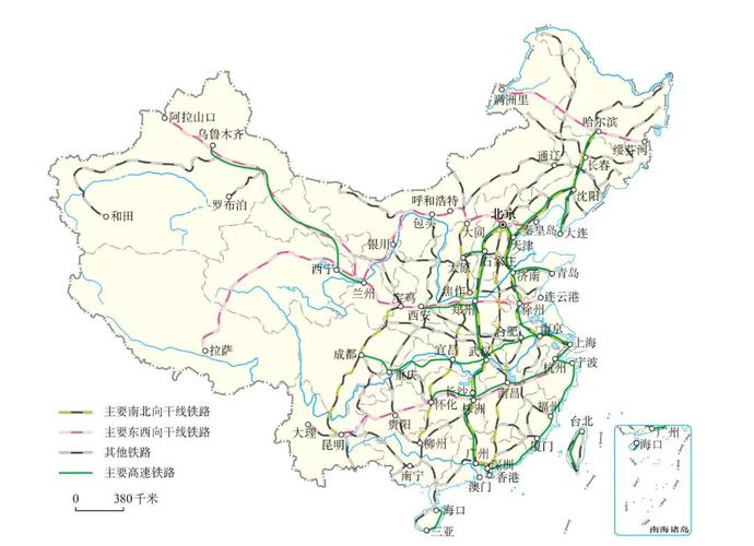 初中课本中国铁路分布图-图1