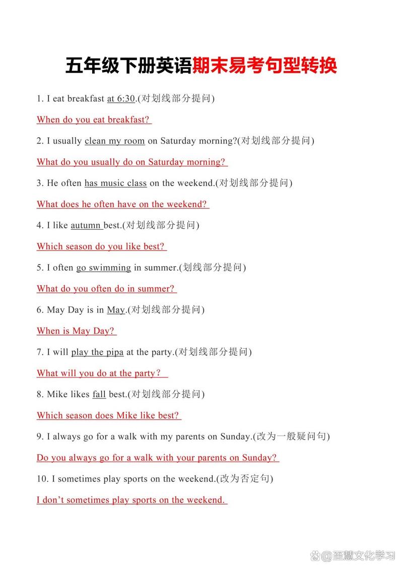 小学五年级英语句型转换-图1