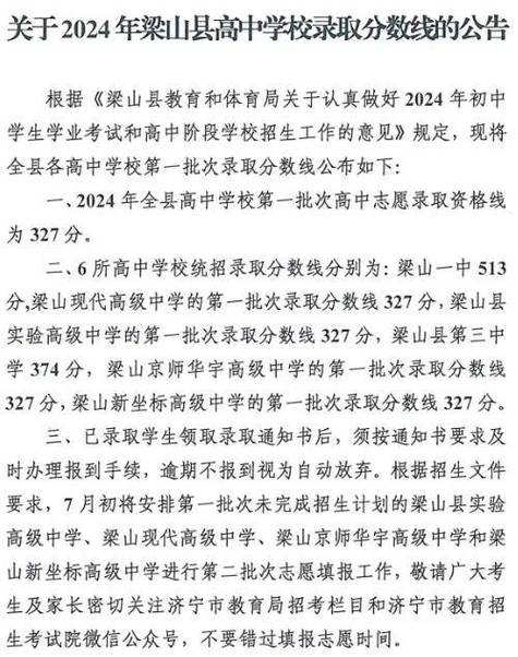 梁山初中考高中排名具体是怎样的？-图1